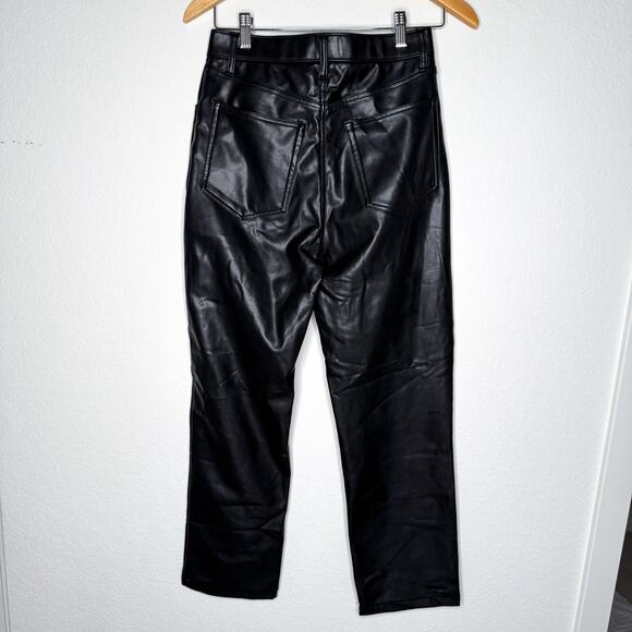 Abercrombie The 90s Straight Ultra High Rise Black Vegan Leather Pants - Picture 4 of 12